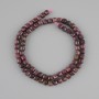 Ruby beads faceted cube, diameter 5x5mm ±, length 39cm ± on a string