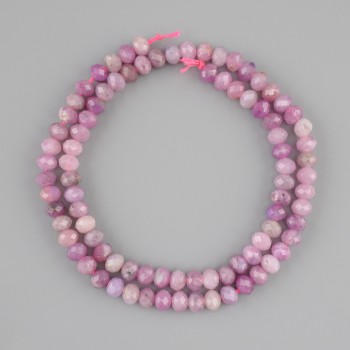Ruby beads faceted rondelle, diameter 5.5x4mm ±, length 40cm ± on a string