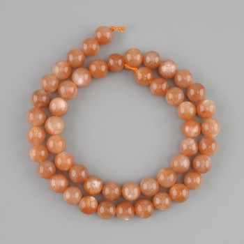 Beads Sunstone Selenite smooth round bead, diameter 8.5 mm ±, length 37 cm ± on a thread