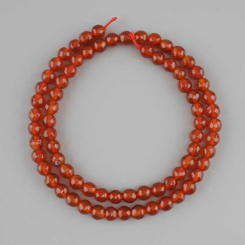 Carnelian beads faceted bead, diameter 6mm ±, length 42cm ± on a thread