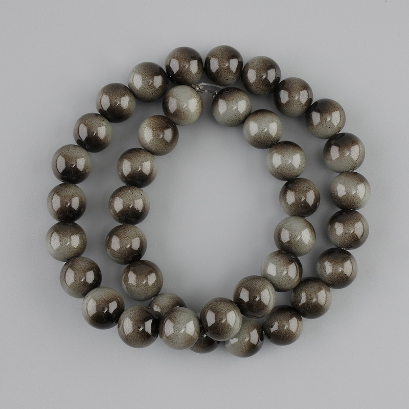 Grey Tiger's Eye beads (artificial) smooth round bead, diameter 10mm ±, length 38cm ± on a thread