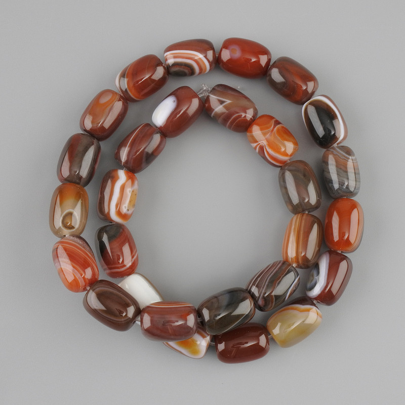 Agate barrel beads, diameter 14x10 mm +-, length 38 cm +- on fishing line