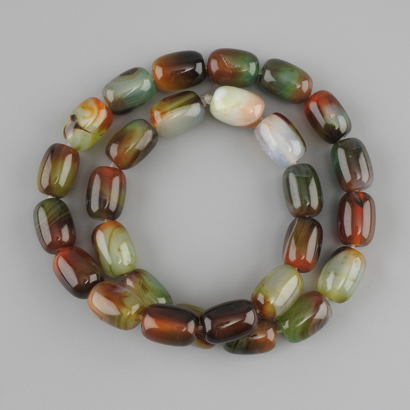 Brazilian Agate barrel beads, diameter 14x10mm ±, length 39cm ± on a thread