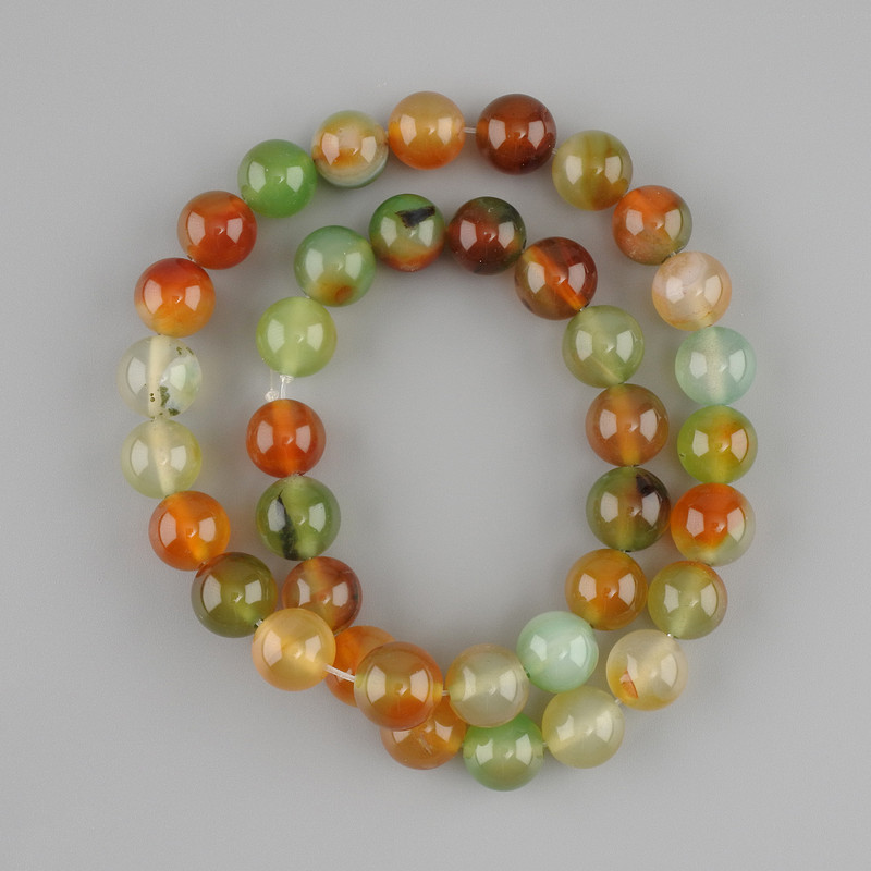 Brazilian Agate beads, smooth round bead, diameter 10mm ±, length 38cm ± on a nylon thread
