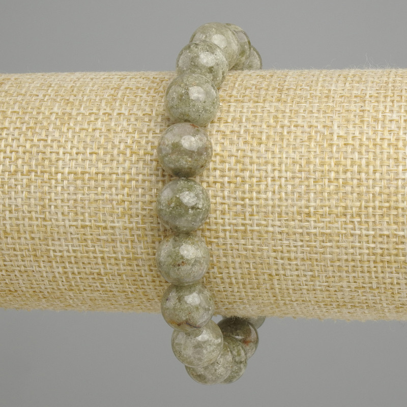 Bracelet green Apatite smooth round bead, diameter 11mm+-, length 18cm+- stretch