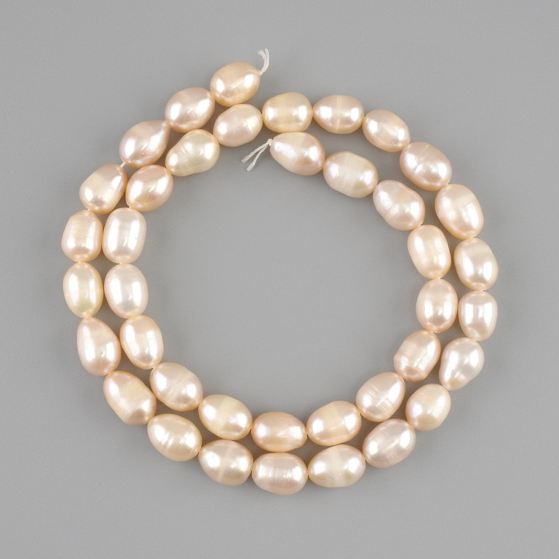 Freshwater Pearl Beads, delicate peach color 8-10x6.5-7mm+-, length 37cm+-