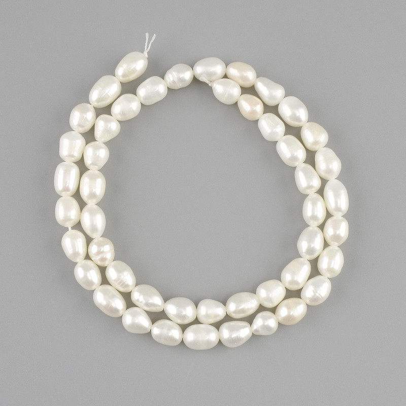 Freshwater pearl beads natural 7–8x5, 5–6mm+-, length 34cm+-