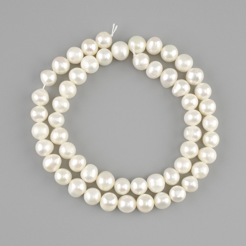 Natural freshwater pearls beads 6.5-7.5, 5-7x6-7 mm +- , string length 36 cm +-