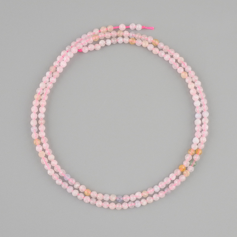 Morganite beads, faceted round bead, diameter 2mm +/-, length 39cm +/-