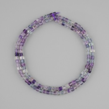Fluorite beads faceted cube, diameter 3x3mm +- , length 38cm +-