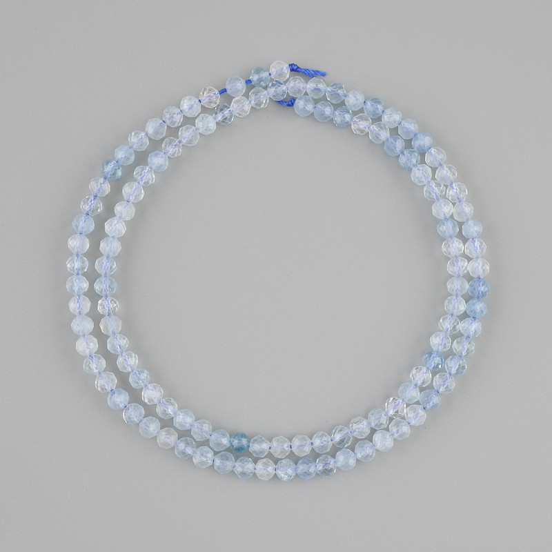 Aquamarine beads faceted rondelle, diameter 3.5×3 mm +-, length 38 cm +-