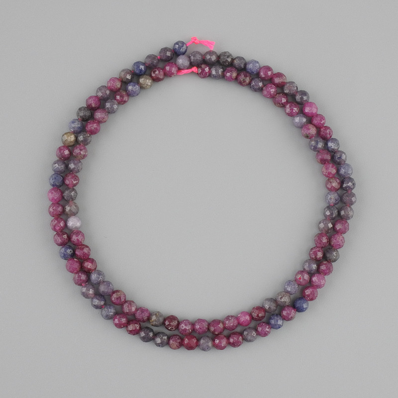 Sapphire Ruby faceted bead, diameter 3.5 mm +/-, length 38 cm +/-