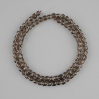 Beads Raw Smoky Quartz faceted cube, diameter 4.5-5mm ±, length 38cm ±