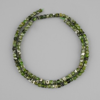 Diopside beads natural stone faceted cube, diameter 3x3mm +- , length 37cm +-