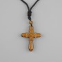 Cross pendant Tiger's eye, diameter 47×36 mm ± on a black cord with a drawstring clasp, length 78 cm +