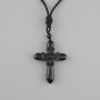 Pendant Cross black Agate, diameter 47x36mm+- on a black cord with tightening, length 78cm+