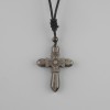 Pendant Cross Shimmering Obsidian, diameter 47x36mm+- on a black cord with adjustable length, length 78cm+
