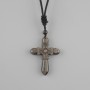 Pendant Cross Shimmering Obsidian, diameter 47x36mm+- on a black cord with adjustable length, length 78cm+