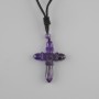 Pendant Cross Amethyst, diameter 47x36mm ± on a black cord with drawstring closure, length 78cm +