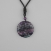 Fluorite Tree of Life pendant, diameter 36mm+- on black cord with adjustable fastening, length 78cm+