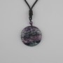 Fluorite Tree of Life pendant, diameter 36mm+- on black cord with adjustable fastening, length 78cm+