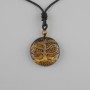Pendant Tree of Life Tiger's Eye, diameter 36mm± on black cord with drawstring closure, length 78cm+
