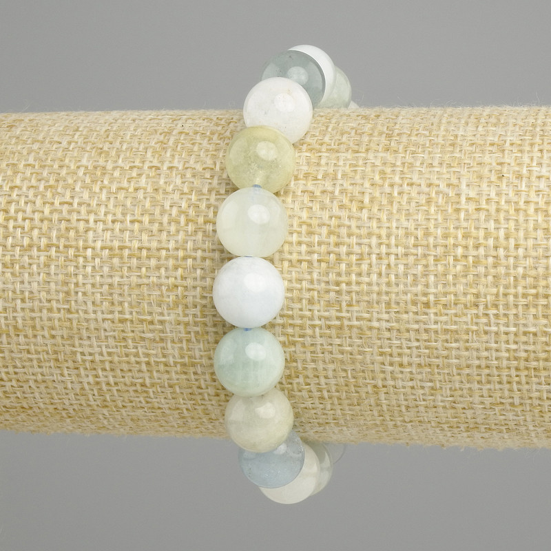 Morganite bracelet natural stone smooth round bead, diameter 10mm +- , length 18cm stretch