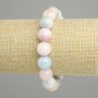 Morganite bracelet natural stone smooth round bead, diameter 12mm+-, length 18cm stretch