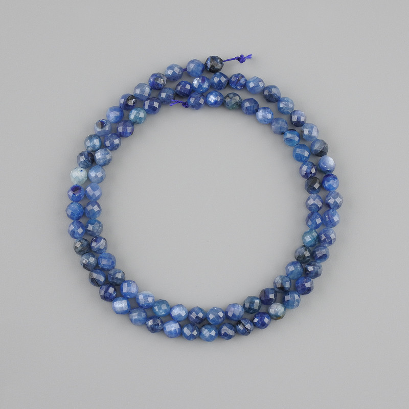 Kyanite beads natural stone faceted bead, diameter 4mm +/-, length 38cm +