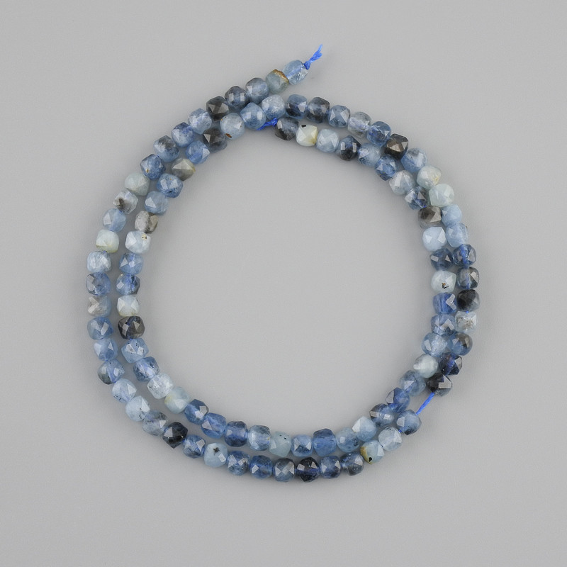 Tourmaline beads natural stone faceted cube, diameter 4x4mm +-, length 39cm +-