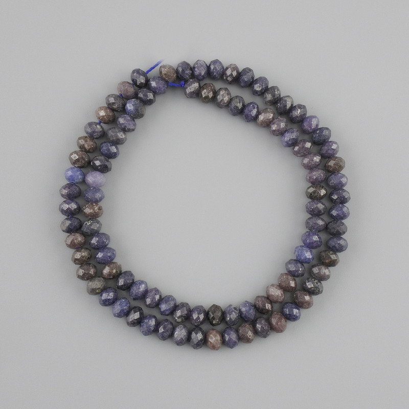 Sapphire beads natural gemstone faceted rondelle, diameter 5x4mm+-, length 39cm+-