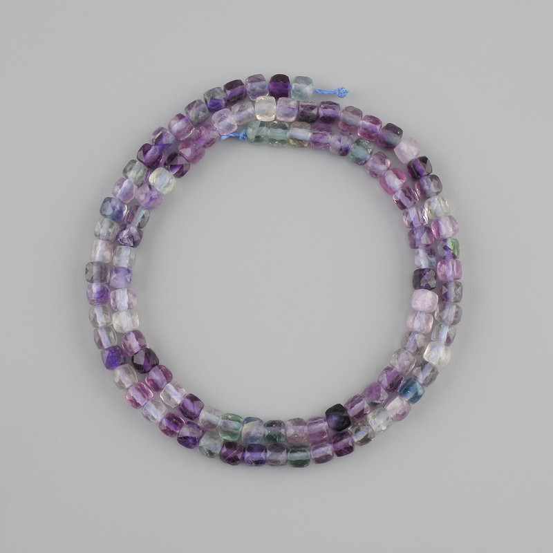 Fluorite beads natural stone faceted bead, diameter 4x4 mm +/-, length 39 cm +