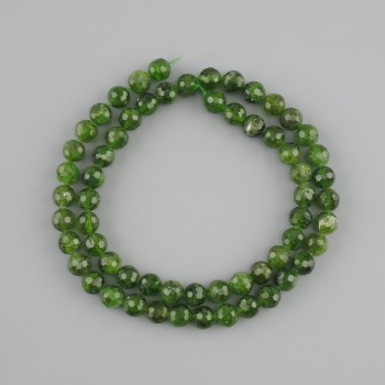 Beads Diopside natural stone faceted bead, diameter 6–6.5 mm+-, length 39 cm+