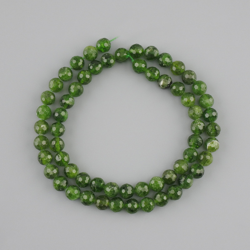 Beads Diopside natural stone faceted bead, diameter 6–6.5 mm+-, length 39 cm+