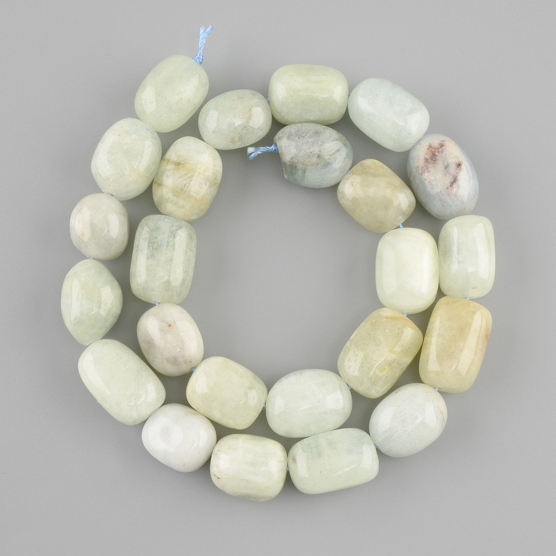 Morganite tumbled beads, diameter 15-18x12-13mm +- , string length 40cm +-