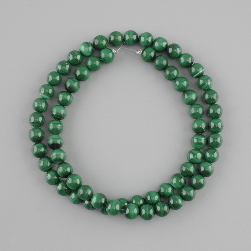 Natural stone beads Malachite smooth bead, diameter 6, 6mm+-, length 40cm+-