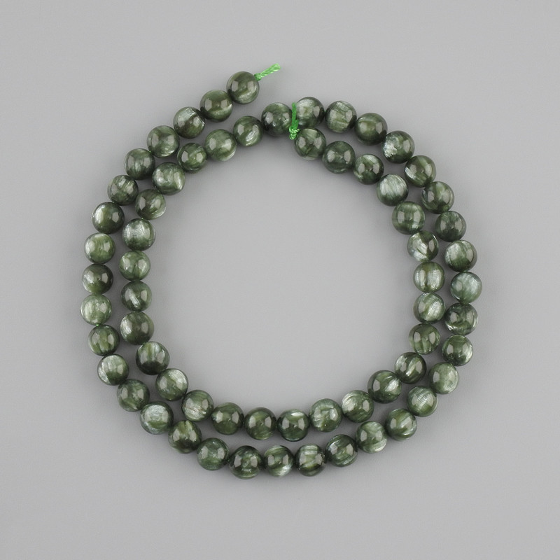 Seraphinite natural stone beads, smooth round bead, diameter 6mm ±, length 38cm ±