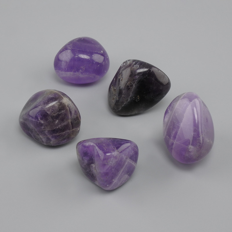 Natural amethyst tumbled stone, diameter 27-31x23-27x15-23 mm +- (assorted sizes) (Price per 100 g)