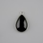 Pendant black Agate in a silvery setting ~ 33x17mm+