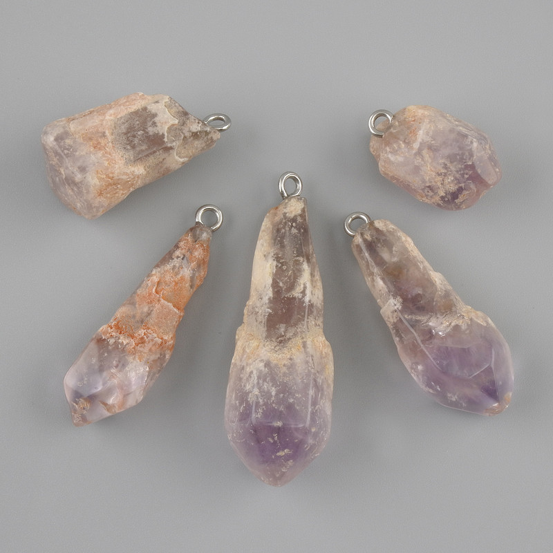 Amethyst pendant unprocessed natural stone ~ 24-42x11-13mm ± assorted sizes