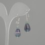 Earrings Fluorite drop, diameter 14x10mm +/-, length 37mm +/-