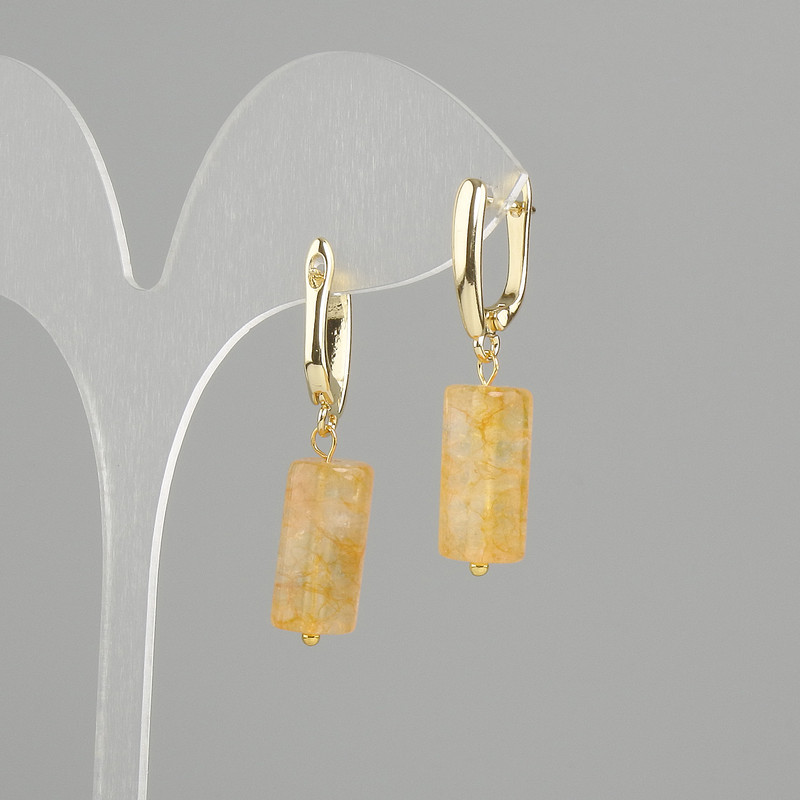 Earrings Citrine cylinder, diameter 18x8mm +/-, length 37mm +/-