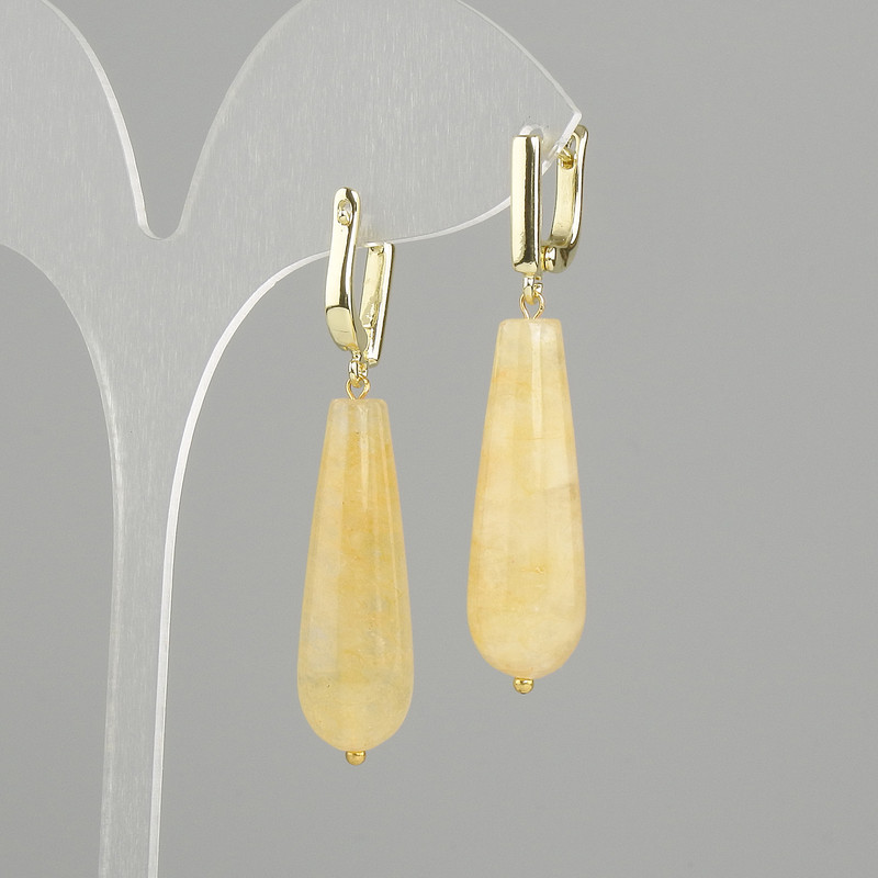 Earrings Citrine teardrop, diameter 32x10mm+-, length 50mm+-