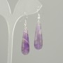 Earrings Amethyst teardrop, diameter 32x10mm +/-, length 52mm +/-