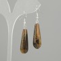 Earrings Tiger's Eye teardrop, diameter 32x10mm +/-, length 52mm +/-