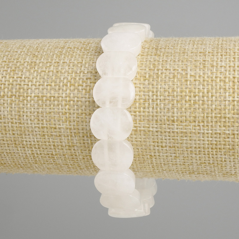 Bracelet Mountain Crystal smooth link, diameter 14x10mm +/-, length 18cm +/- stretch