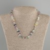 Necklace Fluorite chips, diameter 8-13x2-6mm +/-, length 40cm + 5cm extension chain