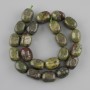 Jasper beads Dragon Blood tumbled, diameter 16–18, 5x12, 5-13mm+- , length 36cm+- on a thread