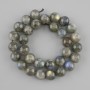 Labradorite beads, smooth round bead, diameter 12, 5–13 mm +/-, length 39 cm +/- on a string