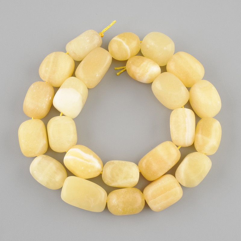 Beads yellow Agate tumbled, diameter 14-18x10-14mm+-, length 38cm +- on a string